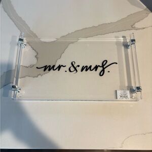 Mud Pie Clear Acrylic Tray with Black Script
